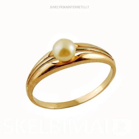 Auksiniai moteriški žiedai su perlais iš rusiško rausvo 585 prabos aukso.
