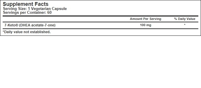 7-Keto 100mg. Pakuotėje 60 veganiškų kapsulių.