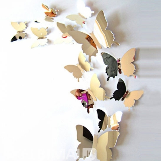 Veidrodiniai 3D sienos lipdukai drugeliai