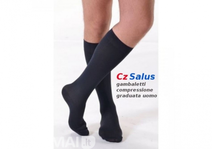 Vyriškos kompresinės kojinės iki kelių su medvilne ir sidabro siūlais 18-21mmHg.