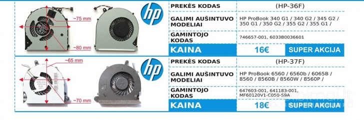 HP NEŠIOJAMŲ KOMPIUTERIŲ / FAN / AUŠINTUVAI / VENTILIATORIAI / NUO 10 EUR