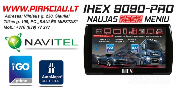 IHEX-9090 PRO NAVIGACINĖ SISTEMA AUTO / TRUCK / GPS