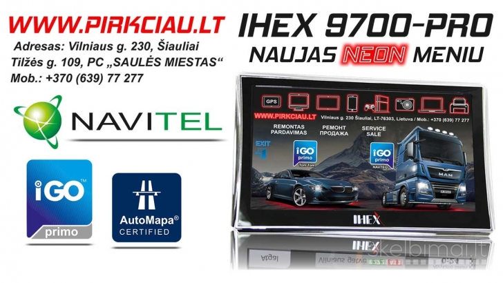 IHEX-9700 PRO GPS NAVIGACINĖ SISTEMA / TRUCK/AUTO