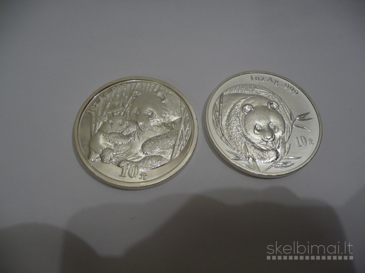 Sidabrinė moneta su Panda