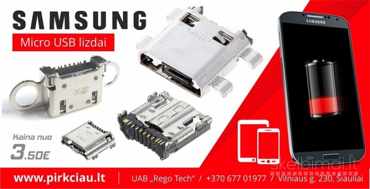 SAMSUNG TELEFONŲ / PLANŠETŲ Micro USB lizdai, nuo 3,50eur