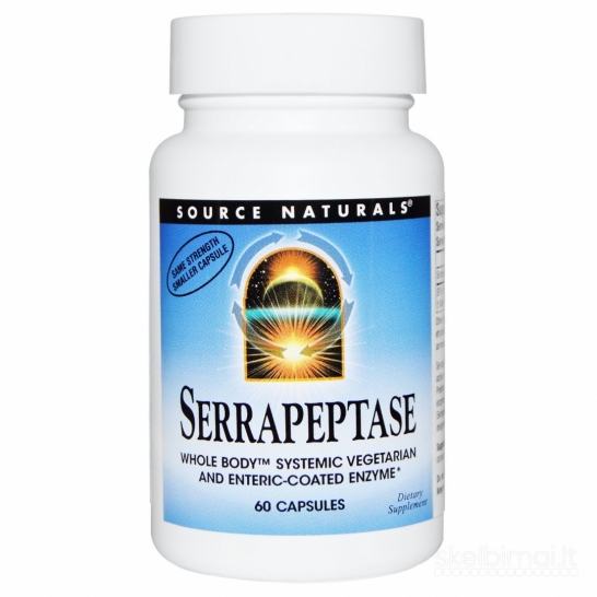 Serapeptazė (60000SU, proteolitinis fermentas). Pakuotėje 60 kapsulių.