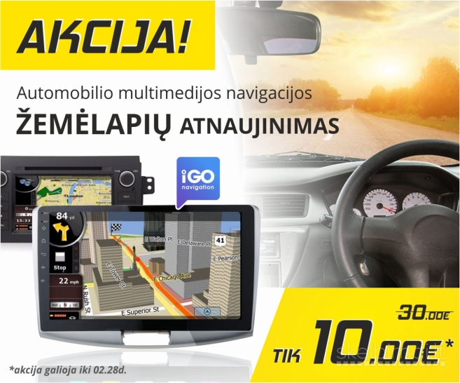  Akcija automobilio multimedijos navigacijos žemėlapių atnaujinimui