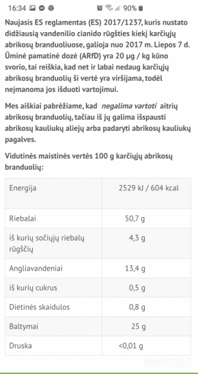 Abrikosų kauliukai 250g | 6.90€ |Bitter apricots- B17