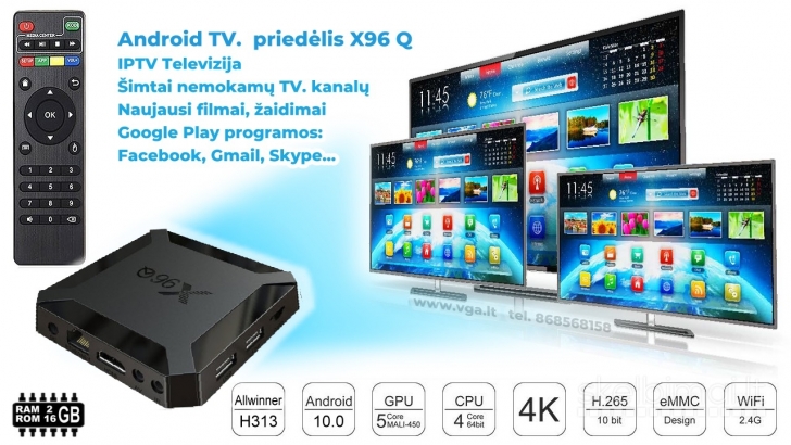 Išmanūs Android TV priedėliai X96 Mini; X96 Q.; X96 Air.