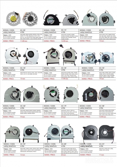 Nešiojamųjų kompiuterių aušintuvai, ventiliatoriai PIGIAUSIAI