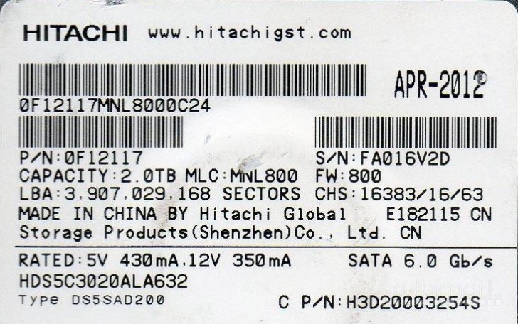 HITACHI 3.5" HDD KONTROLERĮ PCB 220 0A90302 01, 0J11430 BA3895C, ŠIAULIAI