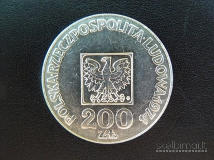  Parduodu Sidabrinę  Jubiliejinę  200 zlotų, 1974 metų laidos monetą