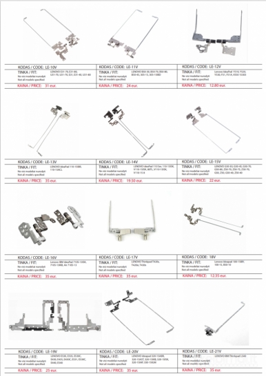 PIGIAUSIAI. LENOVO kompiuterio lankstai, vyriai, ekrano laikikliai