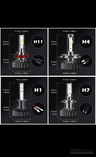 LED lemputes, ledai h1, hb3/9005.