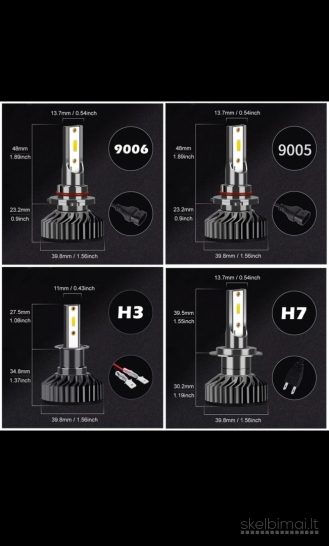 LED lemputes, ledai h1, hb3/9005.