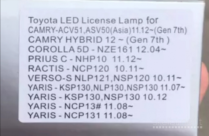 Toyota LED numerio apsvietimas
