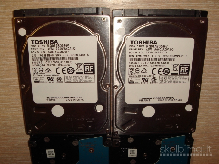 Kietieji Diskai Hdd 250/320/500/750gb/1tb 2.5" Sata jungtis NUO 10EUR.