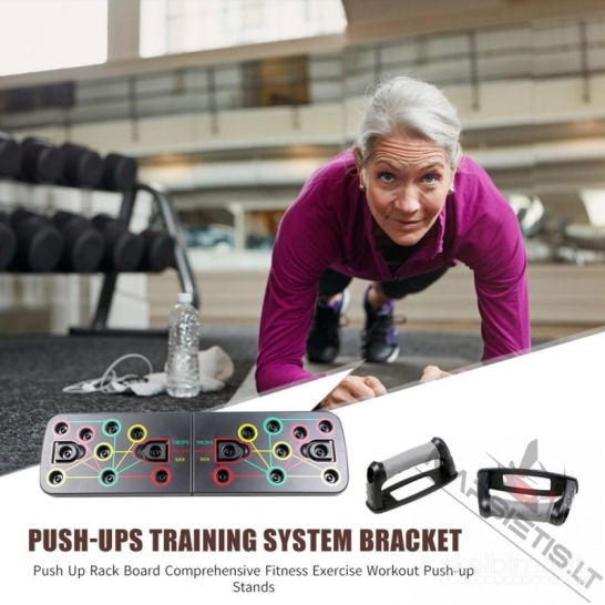 9 in 1 „Push Up Rack“ atramos stovas su pasipriešinimo juostomis