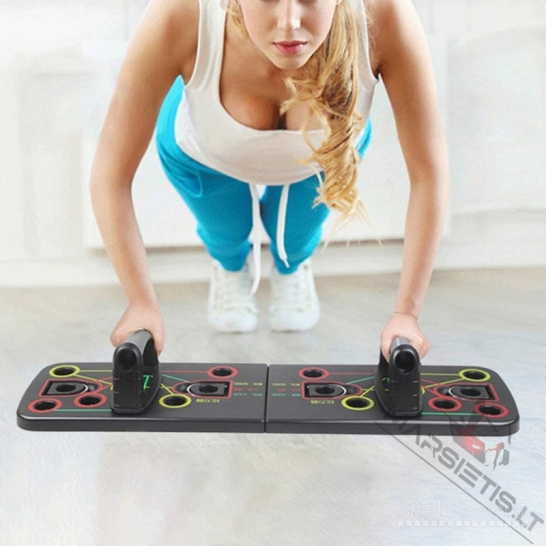 9 in 1 „Push Up Rack“ atramos stovas su pasipriešinimo juostomis