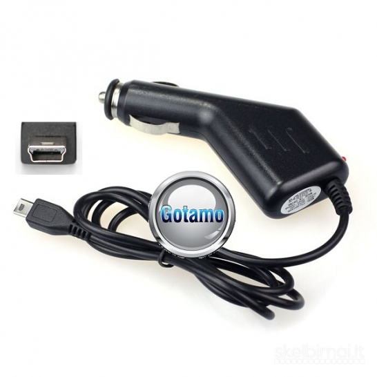 Auto kroviklis Mini USB 5V 1.5A neatjungiamu laidu planšetėms ir navigacijoms