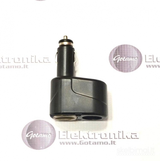 Auto įkrovimo skirstytuvas 2 lizdai iš 12V/16V į 2x 12V WWW.GOTAMO.LT