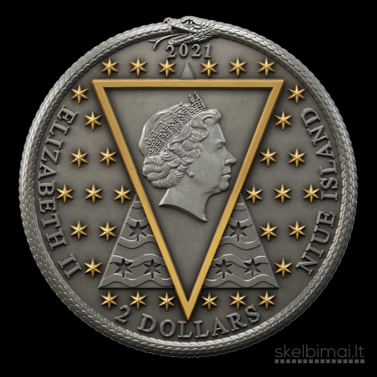 Auksuota sidabrinė moneta 999 62 gr išminties akmuo