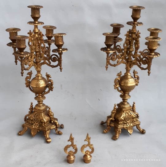 Senovinės 2 žvakidės -poriniai kandeliabrai,bronza