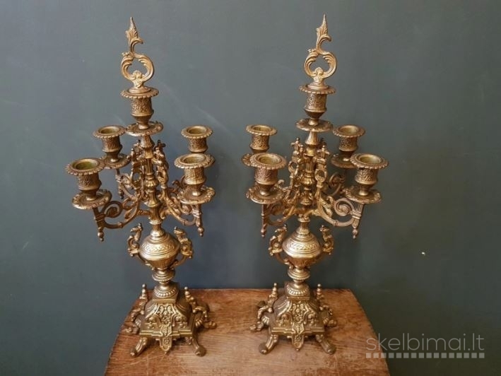 Senovinės 2 žvakidės -poriniai kandeliabrai,bronza