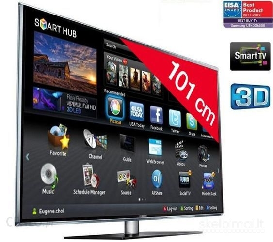 Samsung Smart 3D Led slim Full HD TV , 40" coliai ~102cm. Tvarkingas.