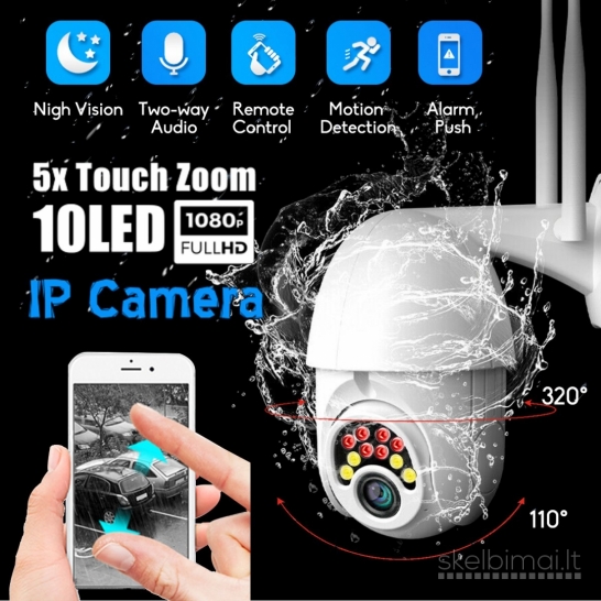 Nauja 10led 5x Zoom 2mp Ip WiFi Saugos Kamera valdoma Pasukama