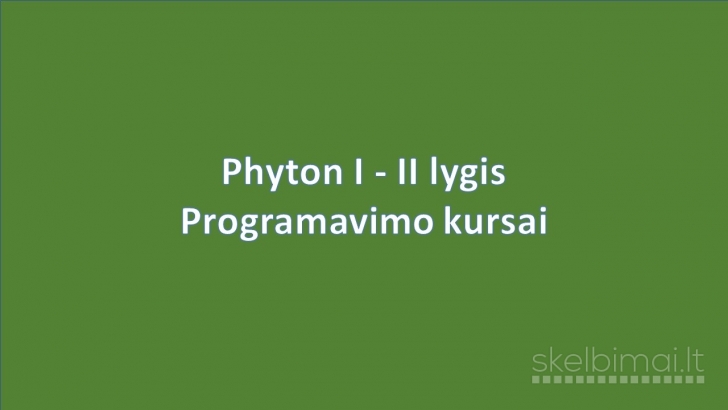 Programavimo kursai Python  nuotoliniu būdu. I ir II lygiai.
