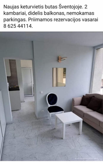 2 kambarių šeimos apartamentų nuoma Šventojoje.