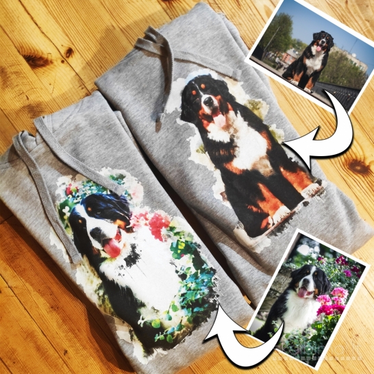 Marškinėliai su šuniuko nuotrauka. Džemperis šuo. Piktassuo.lt