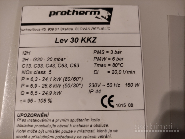 Naudotas "PROTHERM" Liūtas (30 KW KKZ) dujinis (kondensacinis) katilas dalimis