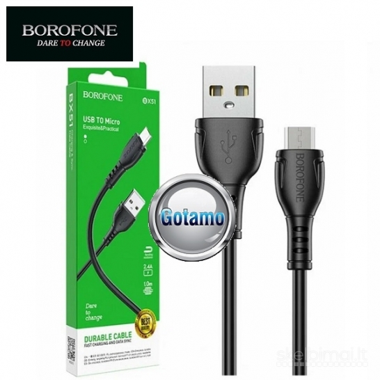 Micro USB laidas 1 metras Borofone WWW.GOTAMO.LT