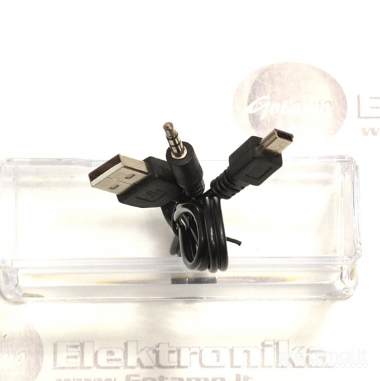 Mini USB į AUX 3.5mm jungtis laidas su atšaka maitinimui USB 2.0