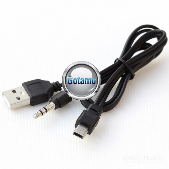 Mini USB į AUX 3.5mm jungtis laidas su atšaka maitinimui USB 2.0