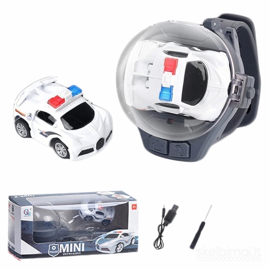 Laikrodis su įmontuotu nuimamu mini RC automobiliu