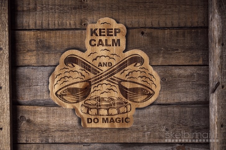 Didelė medinė pirties lentelė „Keep calm and do magic“