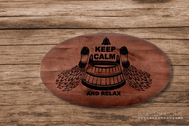 Medinė pirties lentelė „Keep calm and relax“
