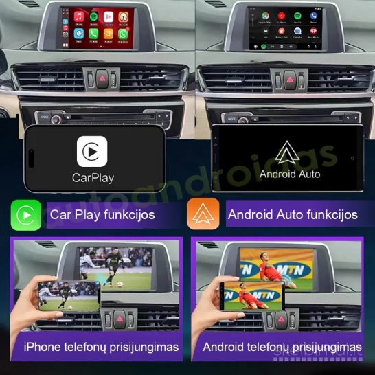 BMW CARPLAY, ANDROID AUTO integracija orginaliai multimedijai