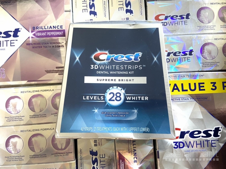 Crest 3D Supreme Bright 5/5 efektyviausios dantų balinimo juostelės