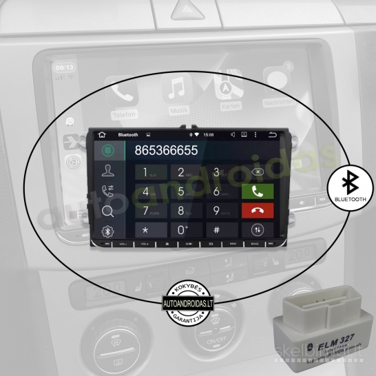 VW, SKODA, SEAT 2003-15 Android multimedija USB/GPS/WiFi/Bluetooth/9"