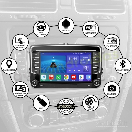 VW, SKODA, SEAT 2003-13 RNS510 Android multimedija USB/GPS/WiFi/Bluetooth/7"