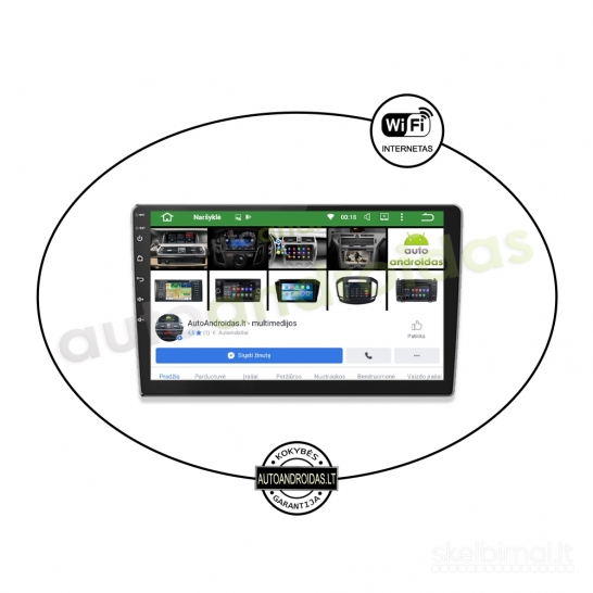 9" COLIŲ EKRANU Android Multimedia 2DIN magnetola, navigacija