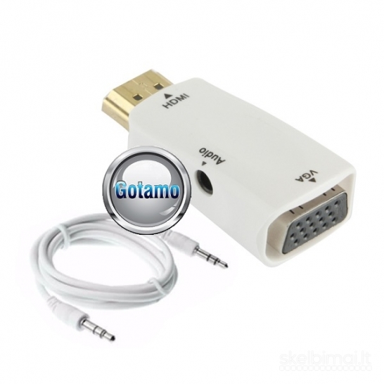HDMI į VGA lizdą jungtis su AUX 3.5mm išėjimu WWW.GOTAMO.LT