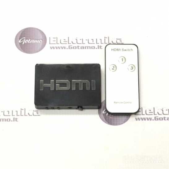 HDMI perjungiklis 3 lizdų su pulteliu WWW.GOTAMO.LT