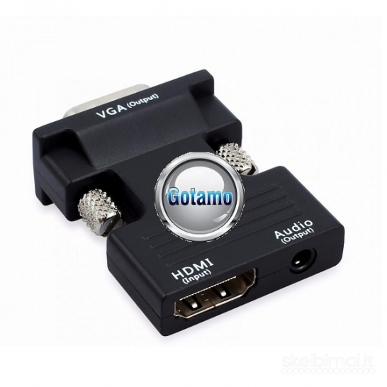 HDMI lizdas į VGA su AUX 3.5mm išėjimu jungtis WWW.GOTAMO.LT