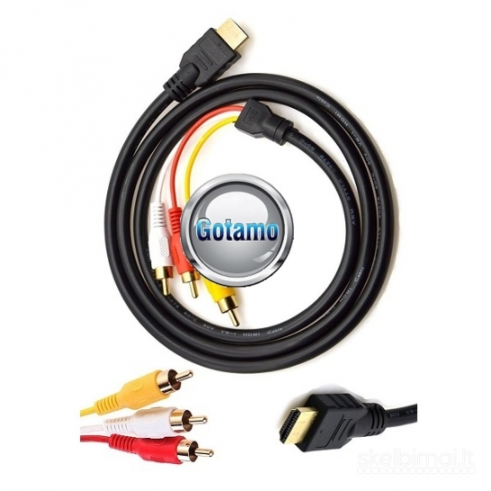 HDMI į 3 RCA laidas 1.5 metro WWW.GOTAMO.LT