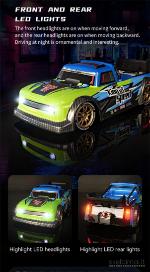 Nauja RC Drift Ralio mašinėle automobilis 4WD LED dumų efektas